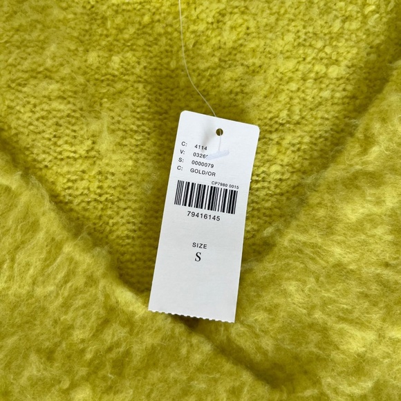 MAEVE BY ANTHROPOLOGIE OVERSIZED V-NECK SWEATER – BRIGHT YELLOW MOHAIR BLEND – S - Picture 6 of 7